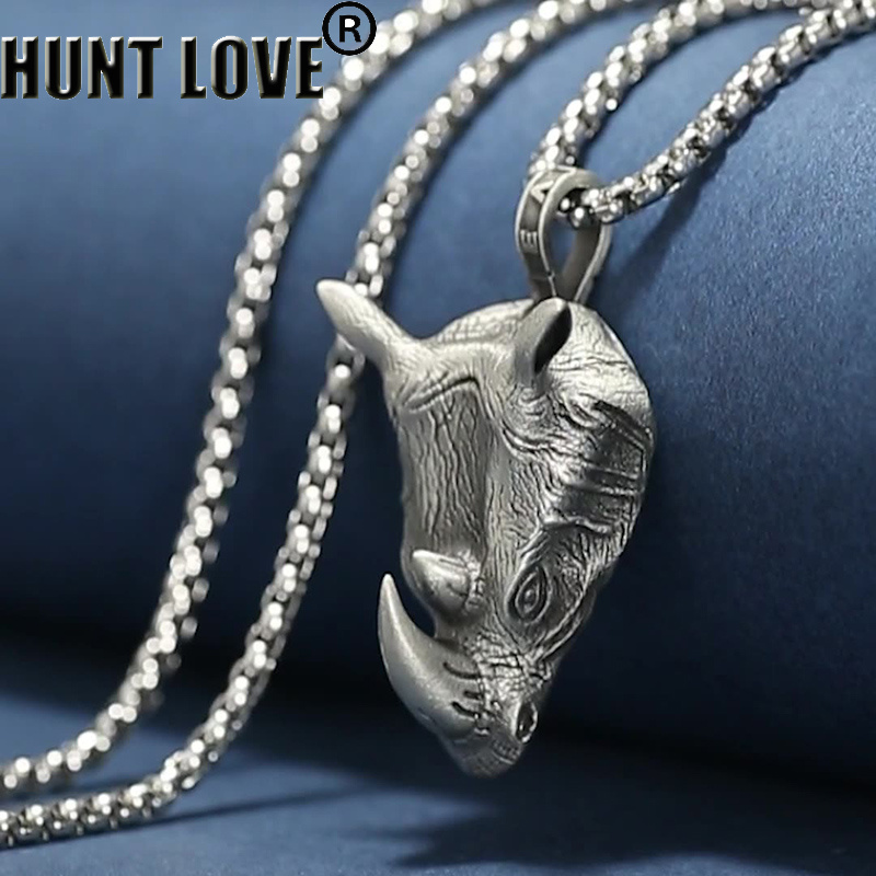 Wildman Hunting & Outdoor Photos - 1Pcs Pure Tin Rhino Head Pendant