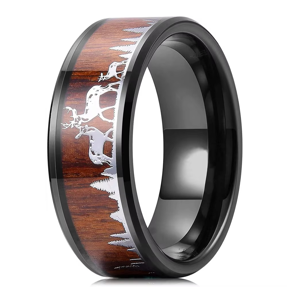Wildman Hunting & Outdoor Photos - Fashion 8mm Koa Wood Inlay Deer