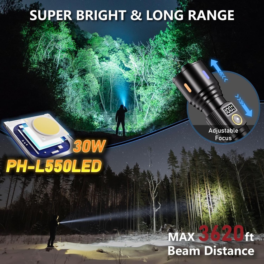 990,000LM Rechargeable Flashli - Tactical Flashlight Rechargeable avaliação e preço
