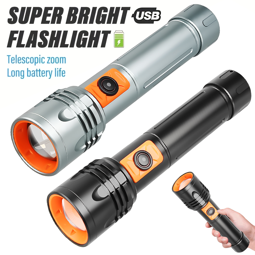 High Power LED Flashlight USB  - Tactical Flashlight Rechargeable avaliação e preço