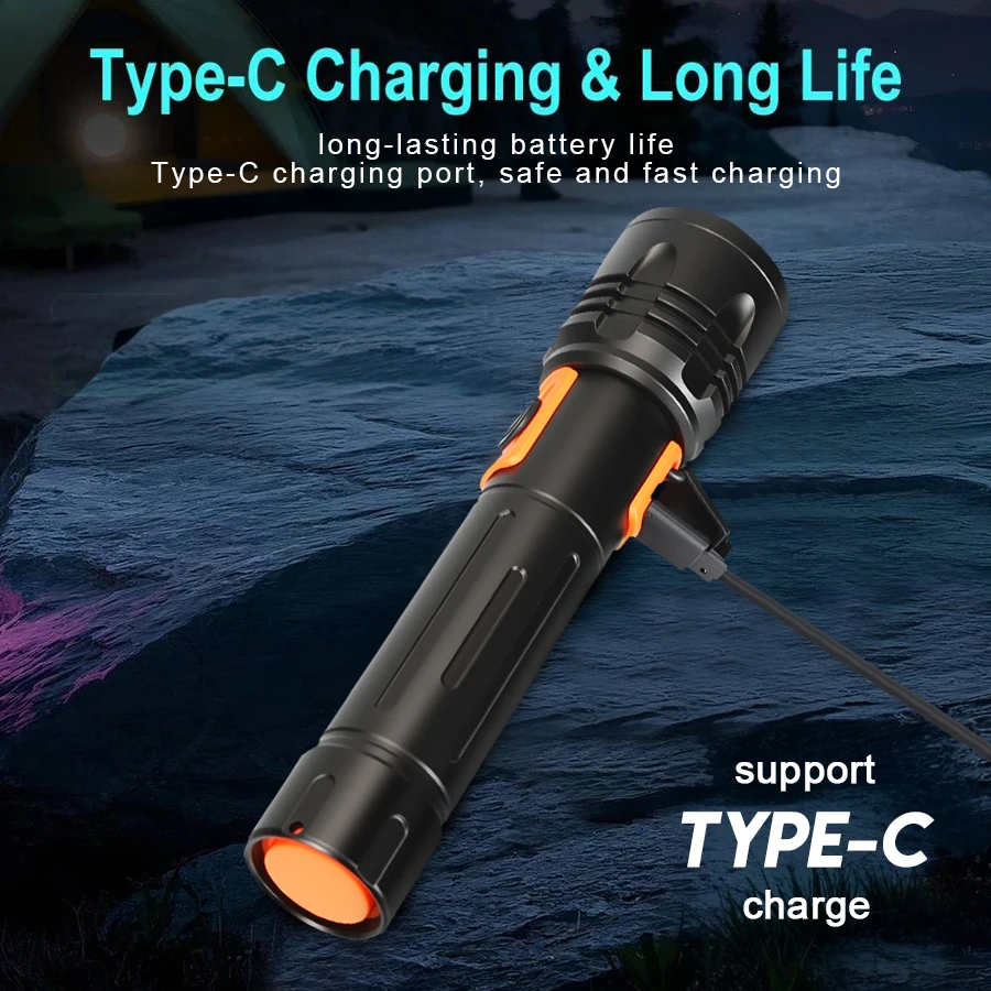 High Power LED Flashlight USB  - Tactical Flashlight Rechargeable avaliação e preço