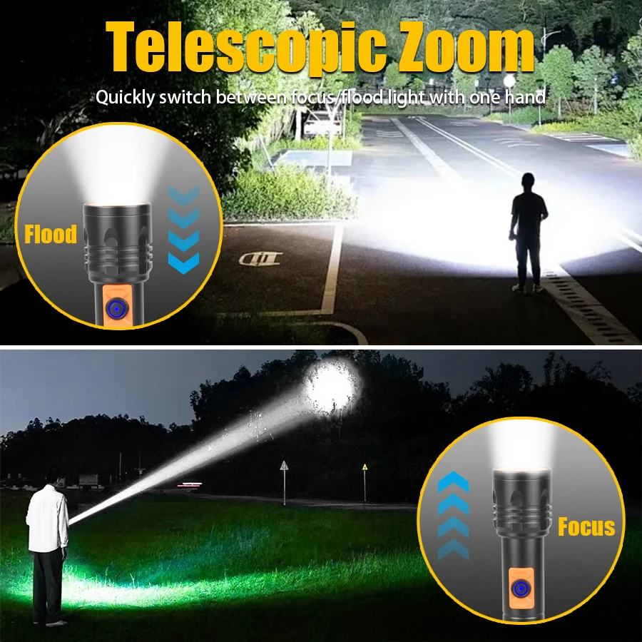 High Power LED Flashlight USB  - Tactical Flashlight Rechargeable avaliação e preço