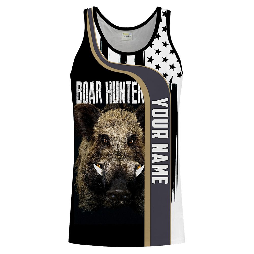 Custom Name Boar Hunter Tank T - Wildman Hunting & Outdoor Photos avaliação e preço