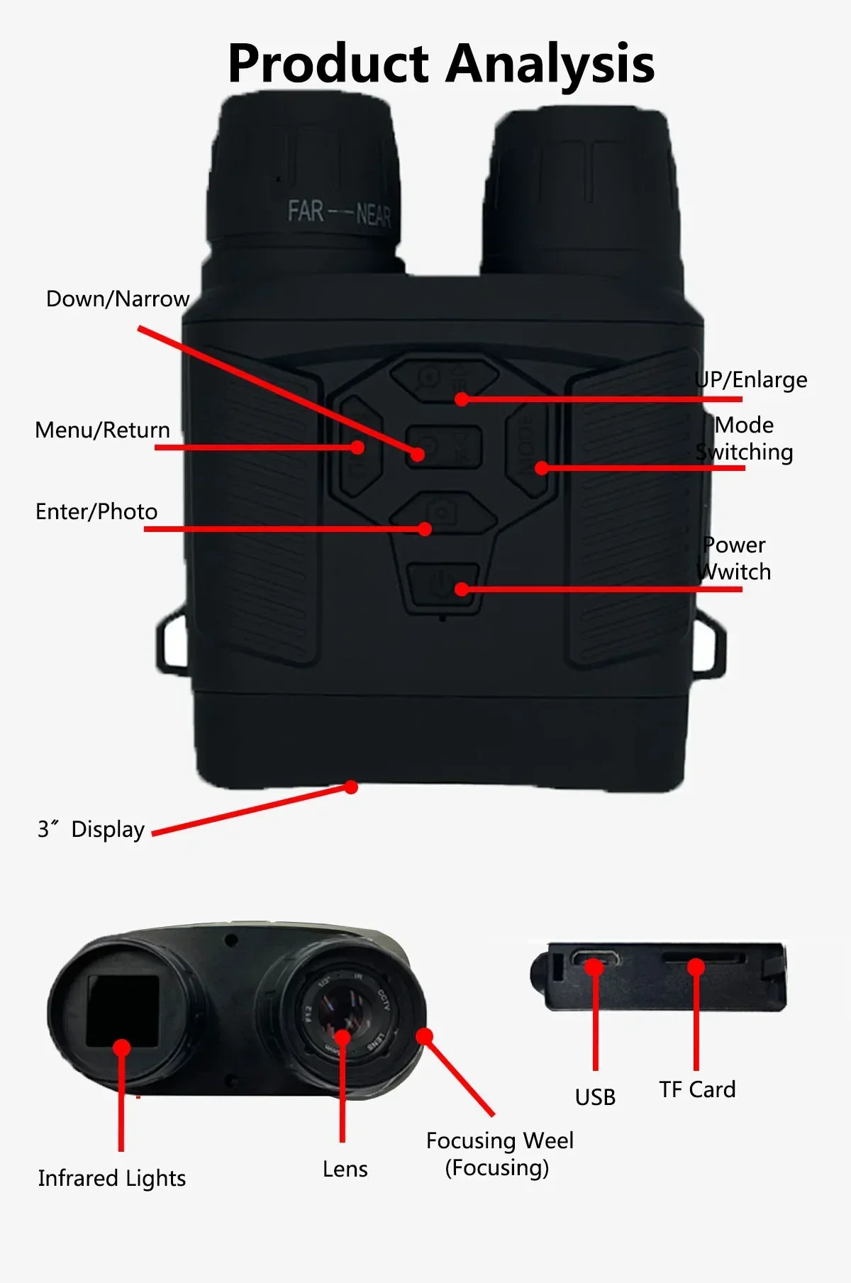 Y6 Binocular Night Vision Infr - Outdoor Hunting Digital Night Vision avaliação e preço