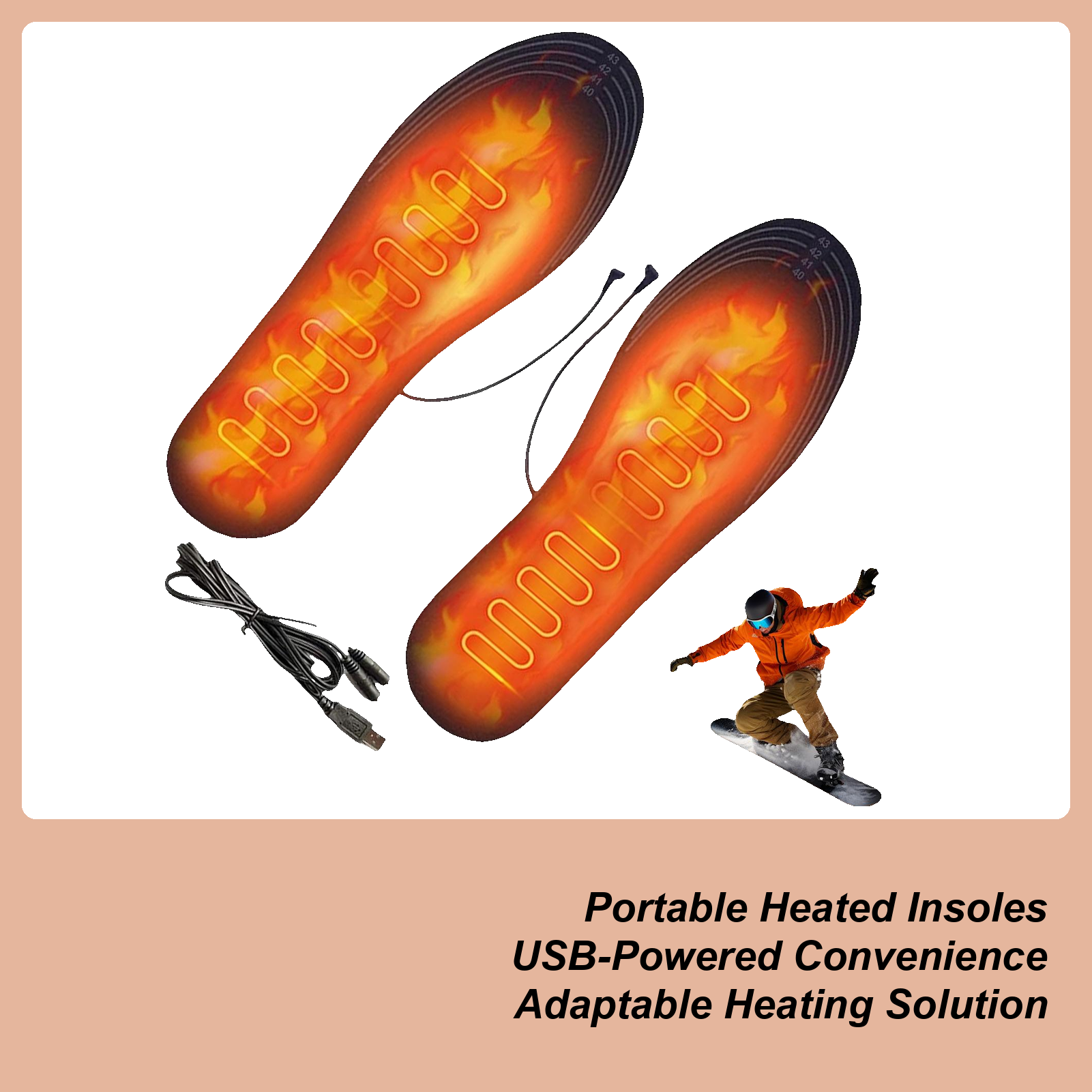 Heated Shoe Insoles Reusable U - Outdoor Hunting Boots For Men avaliação e preço