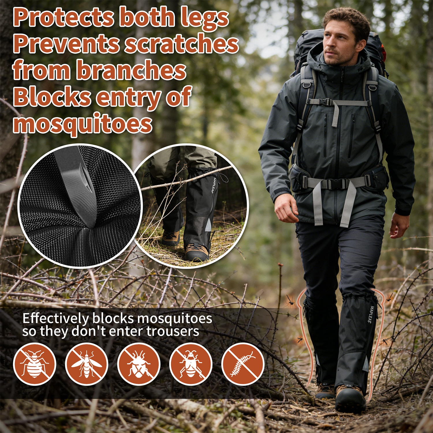 MAPLEAF Waterproof Leg Gaiters - Outdoor Hunting And Fishing avaliação e preço