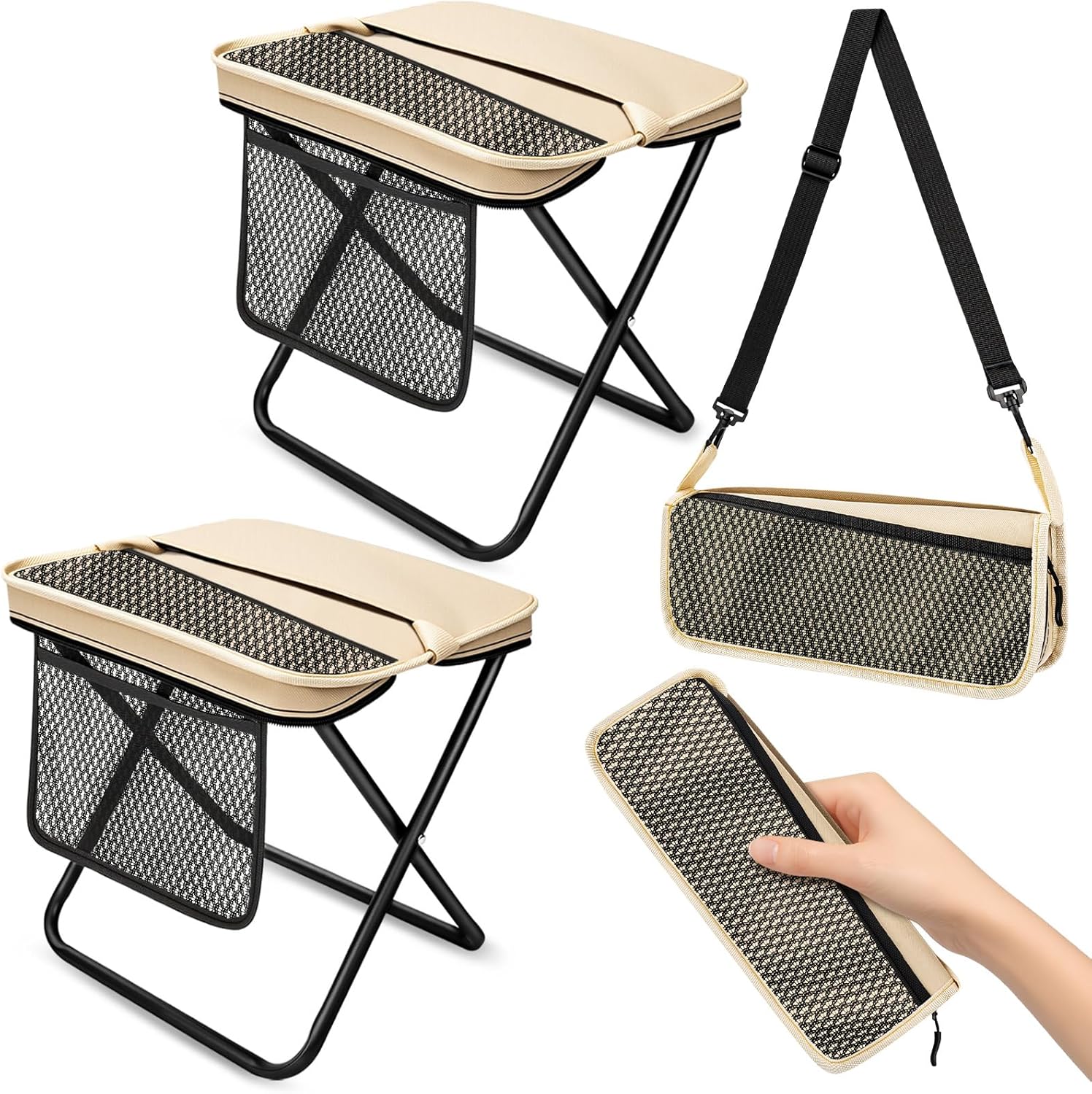 2 Pack Portable Folding Stools - Outdoor Hunting Chair avaliação e preço