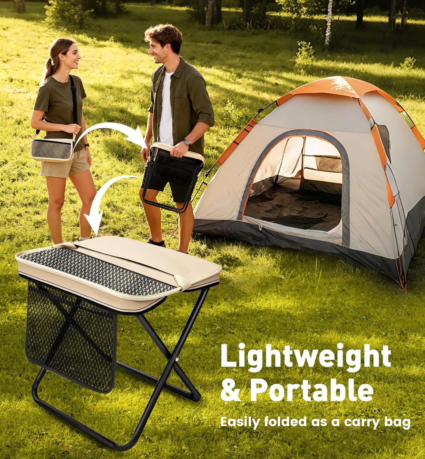 2 Pack Portable Folding Stools - Outdoor Hunting Chair avaliação e preço
