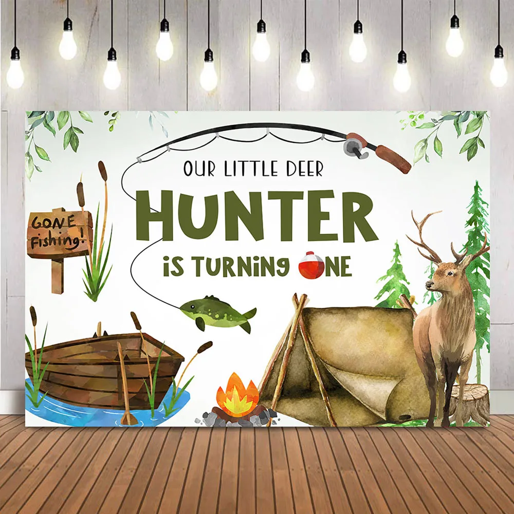 Hunting Fishing Birthday Backd - Hunting Outdoor Background avaliação e preço