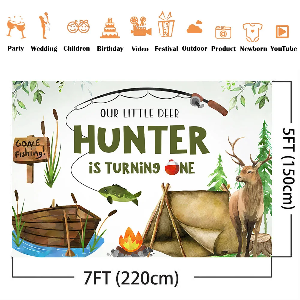 Hunting Fishing Birthday Backd - Hunting Outdoor Background avaliação e preço