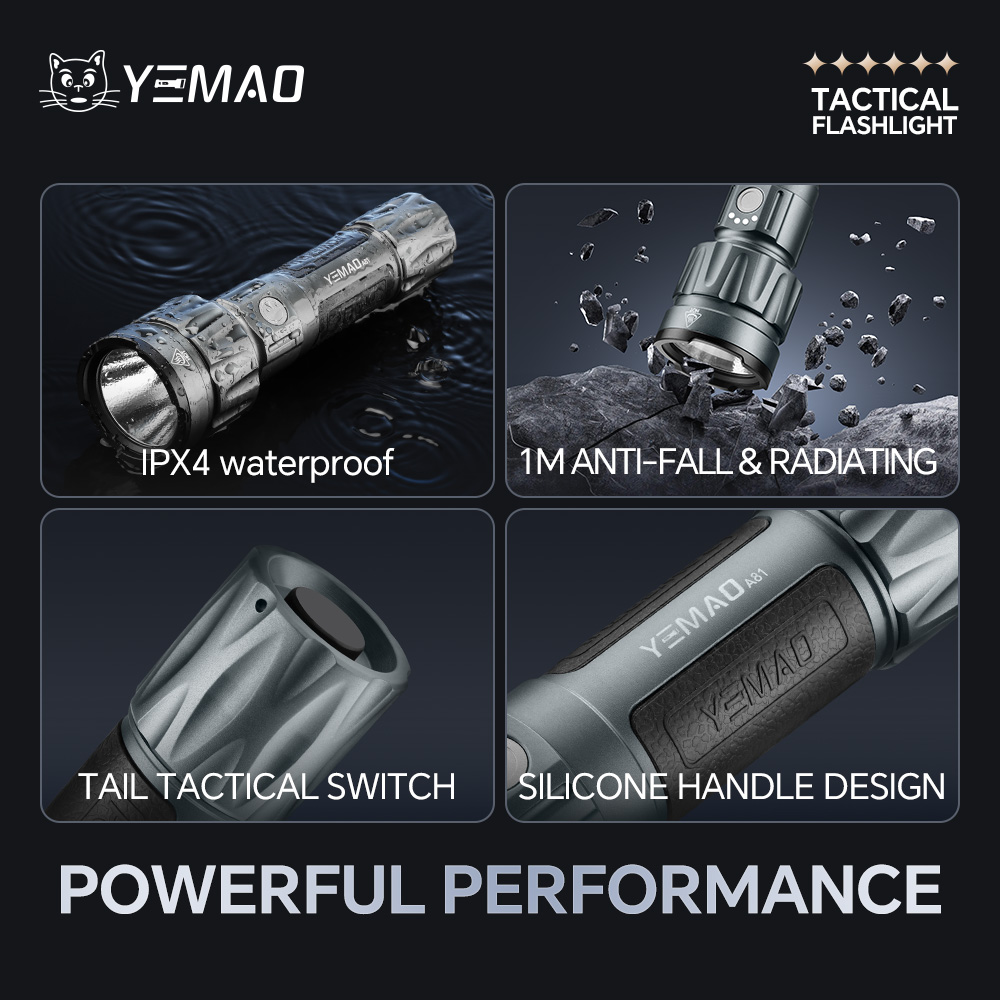 YEMAO-A81 6210LM Flashlight, U - Tactical Flashlight Rechargeable avaliação e preço
