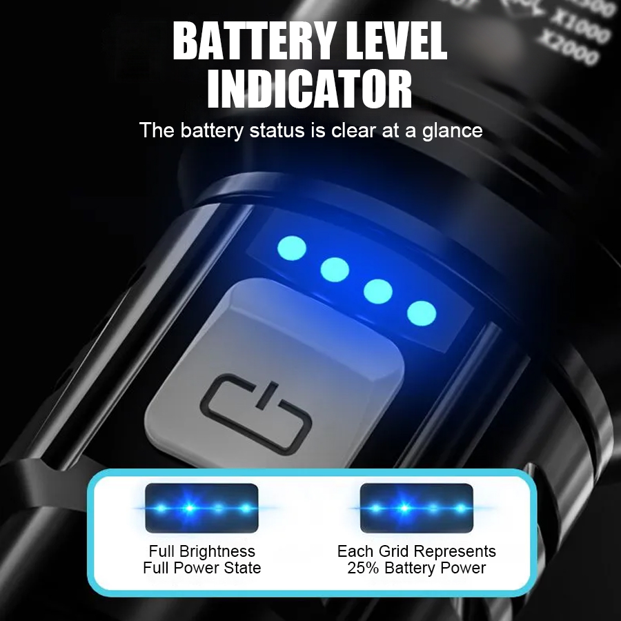High Power P50 LED Flashlight  - Tactical Flashlight Rechargeable avaliação e preço