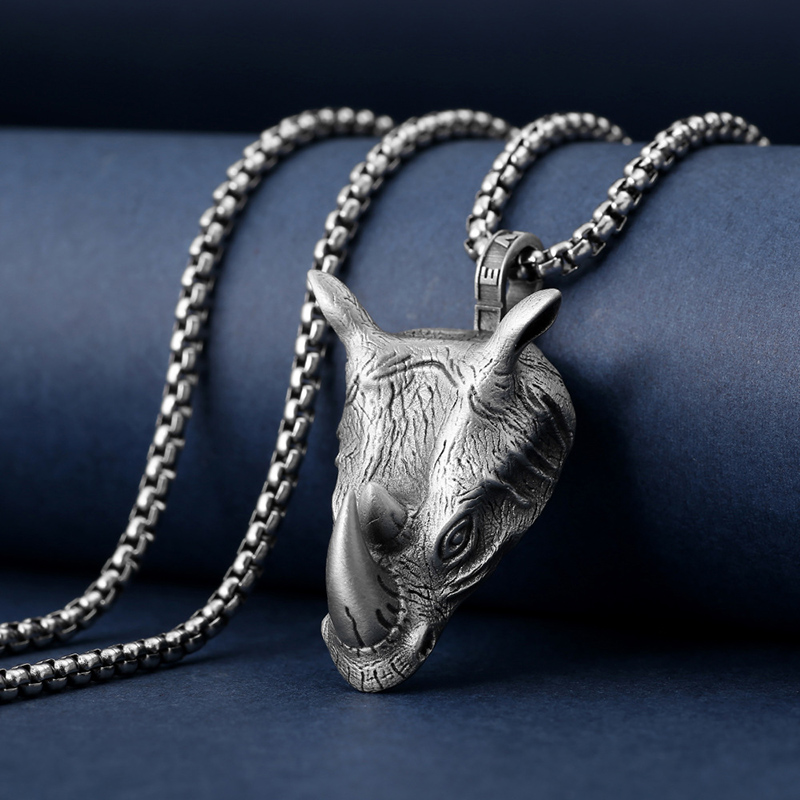 1Pcs Pure Tin Rhino Head Penda - Wildman Hunting & Outdoor Photos avaliação e preço