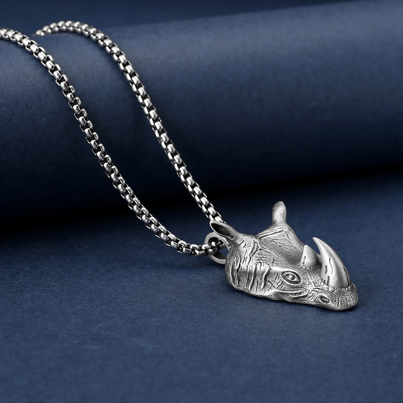 1Pcs Pure Tin Rhino Head Penda - Wildman Hunting & Outdoor Photos avaliação e preço