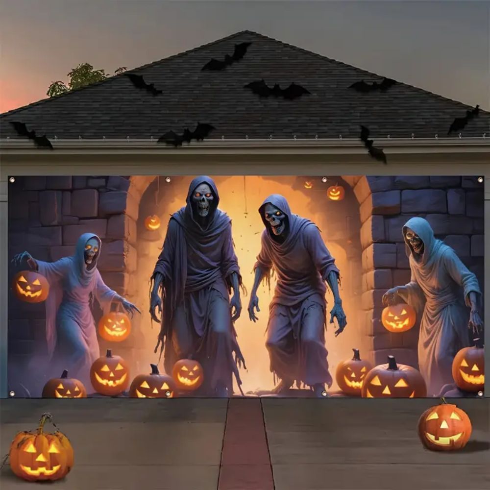 VIKAMA Halloween Garage Banner - Hunting Outdoor Background avaliação e preço
