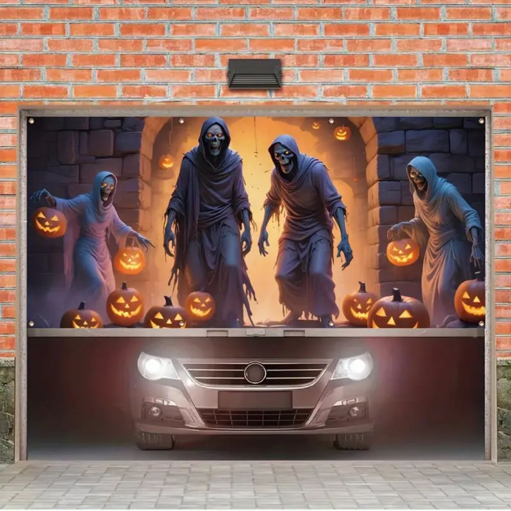 VIKAMA Halloween Garage Banner - Hunting Outdoor Background avaliação e preço