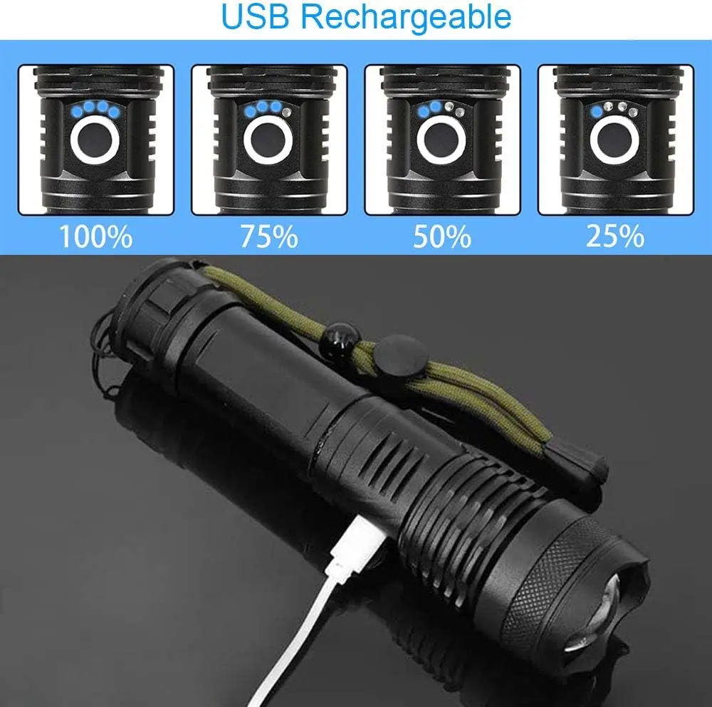 High Power LED Flashlight Rech - Tactical Flashlight Rechargeable avaliação e preço