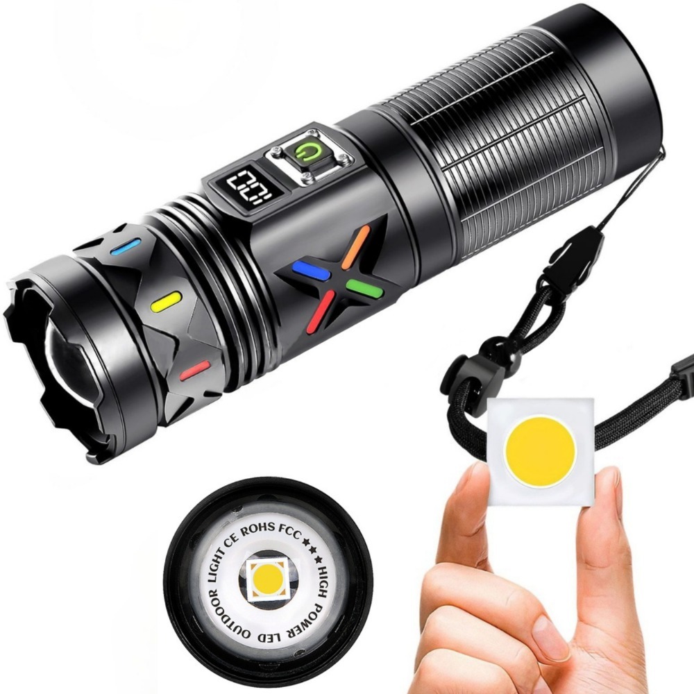 High Power LED Flashlight Tele - Tactical Flashlight Rechargeable avaliação e preço