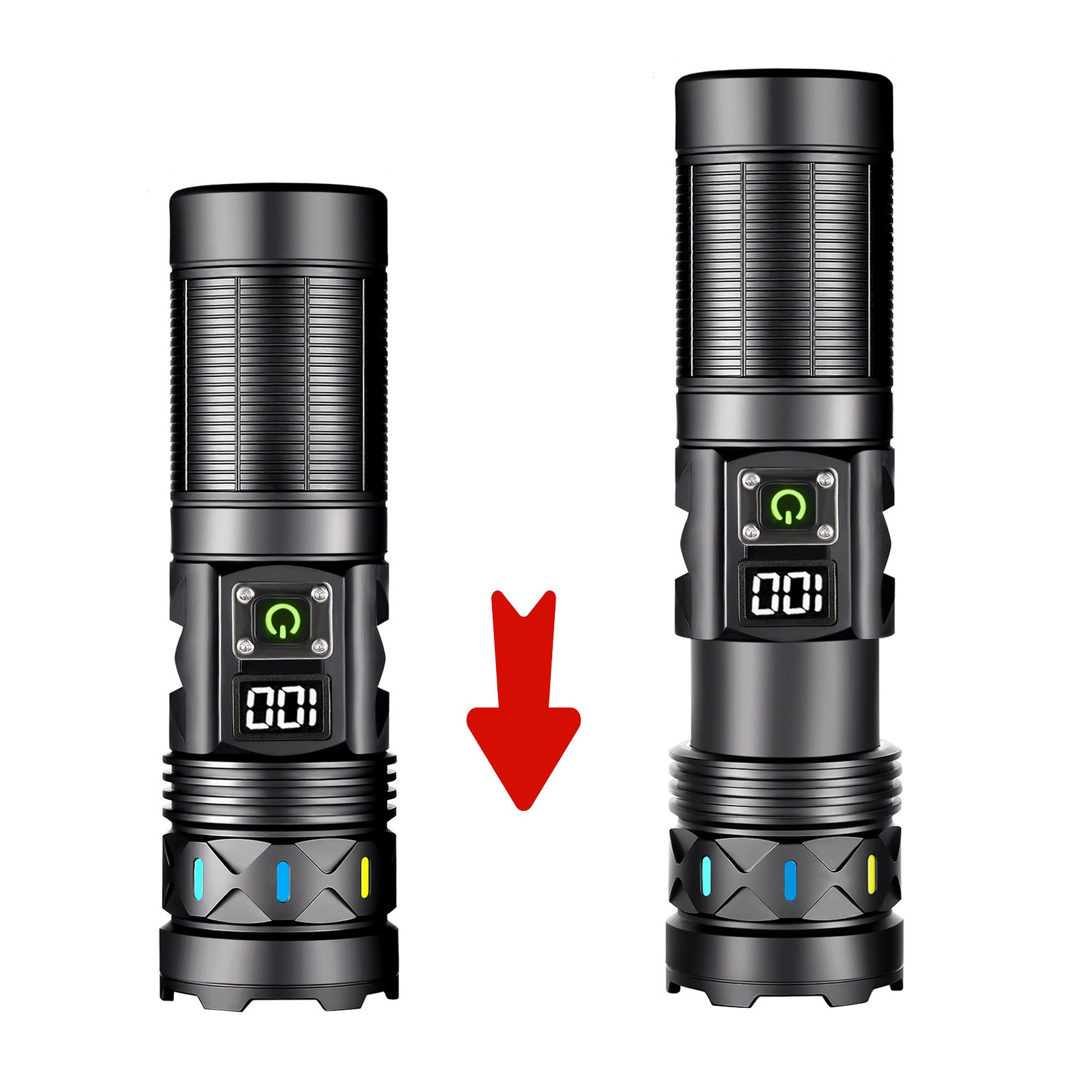 High Power LED Flashlight Tele - Tactical Flashlight Rechargeable avaliação e preço