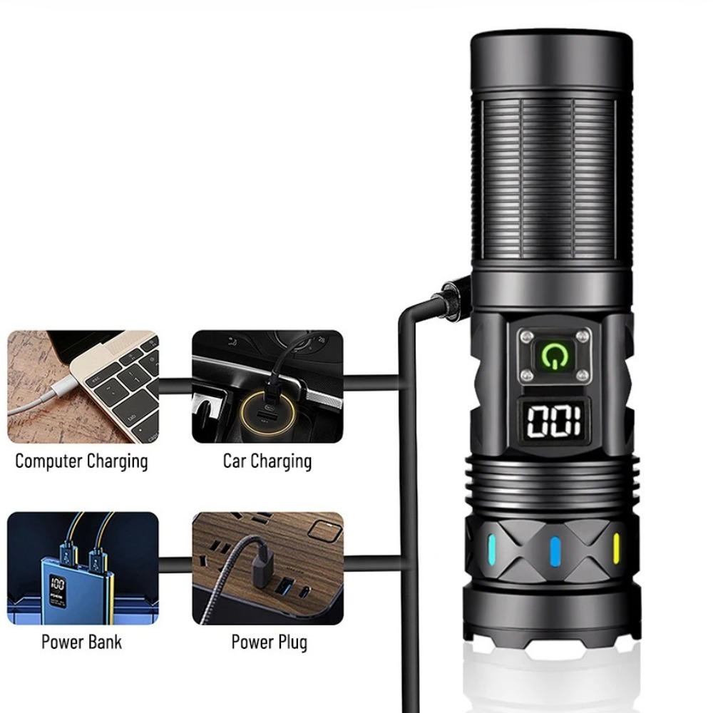 High Power LED Flashlight Tele - Tactical Flashlight Rechargeable avaliação e preço